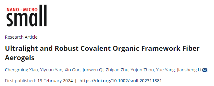 南京理工大学李健生教授：超轻且稳固的共价有机框架（COF）纤维气凝胶