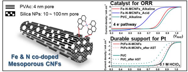 ACS Sustainable Chem. Eng.：Fe/N共掺杂介孔碳纳米纤维作为非贵金属催化剂用于氧化还原反应