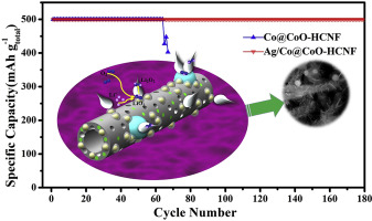 Carbon：嵌入Ag/Co@CoO NPs 的N掺杂多孔中空碳纳米纤维用于高性能Li-O2电池的正极材料