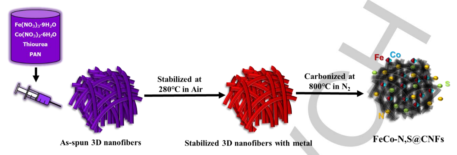 高效、高耐久性FeCo-N,S@CNFs氧还原催化剂的制备与表征