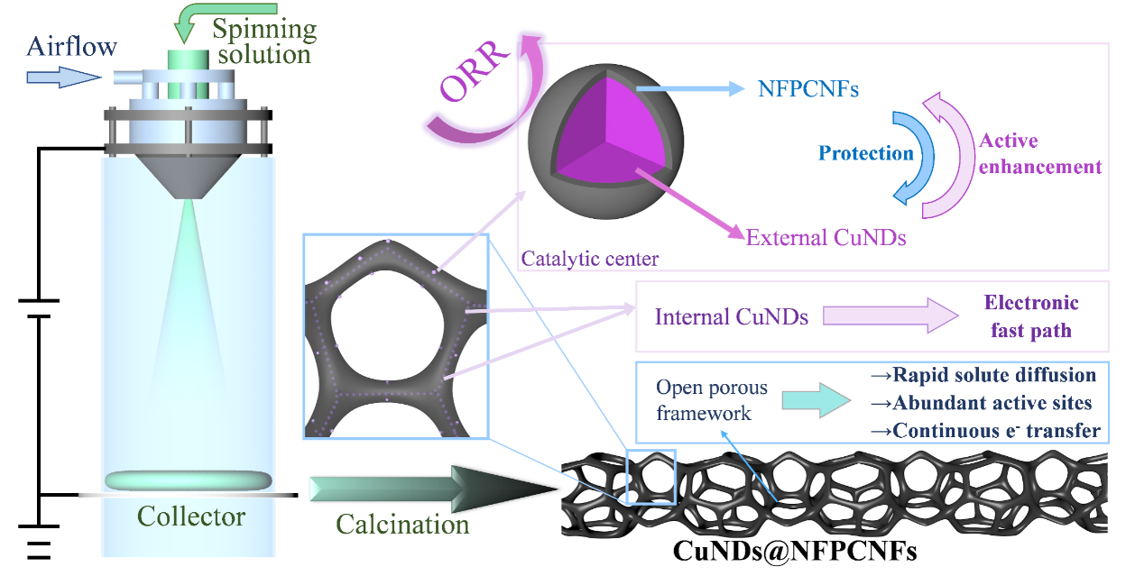 天津工业大学康卫民教授&邓南平副教授：铜纳米点嵌入氮氟共掺杂多孔碳纳米纤维，开发高级电催化剂