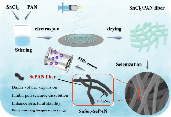 福建师范大学陈庆华、曾令兴教授等《InfoMat》：基于一维SnSe2-SePAN复合纳米纤维的超稳定和宽温域钠/钾离子电池