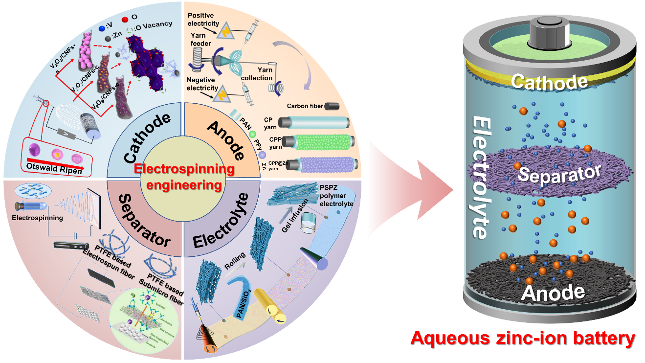 武汉工程大学黄华波、季家友&武汉纺织大学黄娟Advanced Fiber Materials综述：静电纺丝“织就”高性能水系锌离子电池