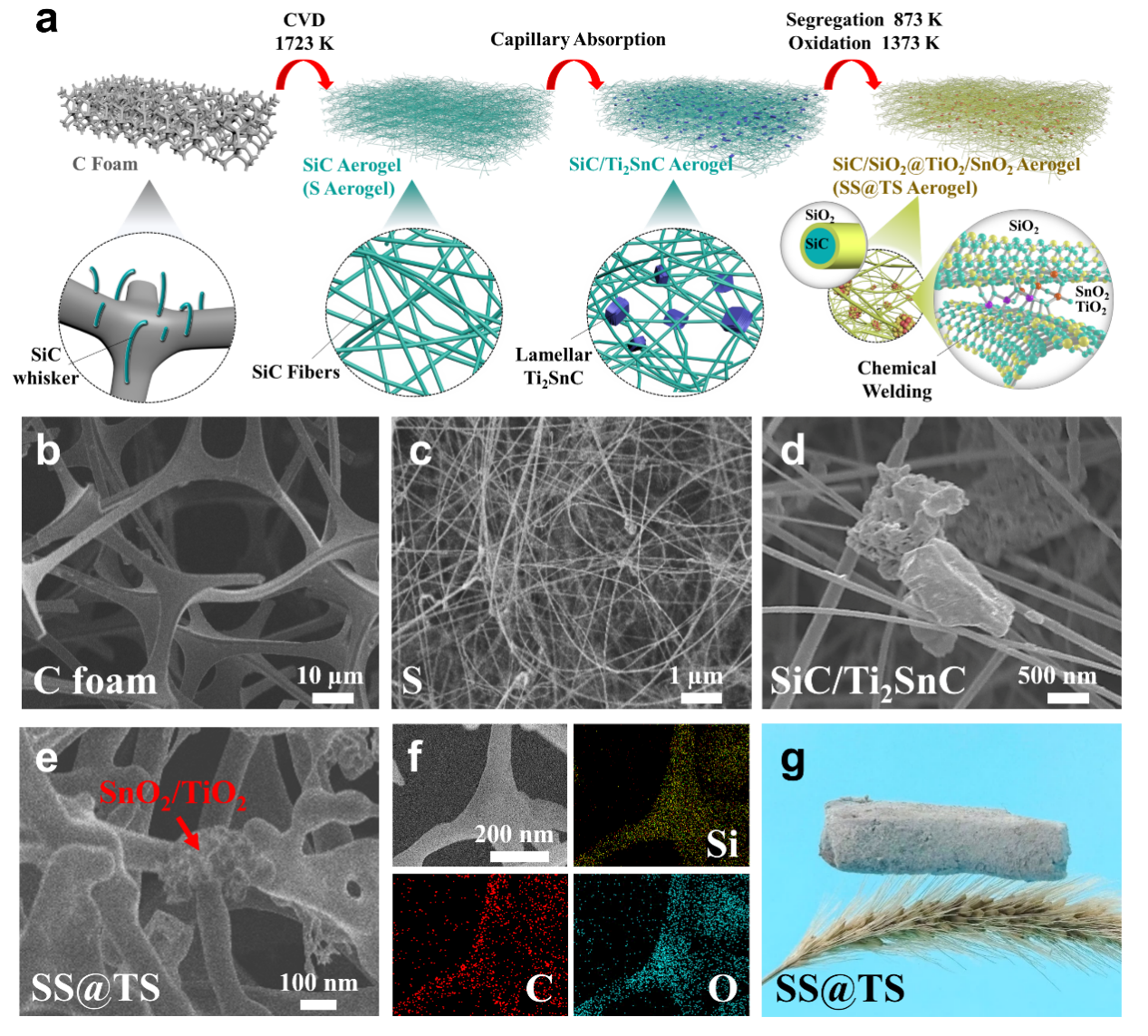 北航刘晓芳&于荣海&水江澜教授AFM：纳米颗粒化学焊接实现陶瓷气凝胶的宽温域微波吸收与热绝缘性能