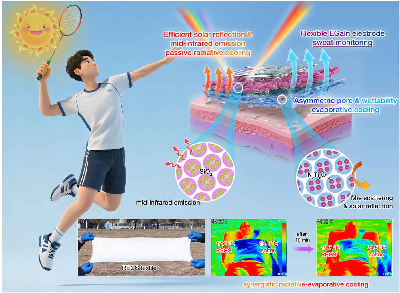江南大学刘天西教授&黄云鹏副教授《AFM》：集辐射冷却、蒸发冷却与汗液传感于一体的Janus热-湿管理织物